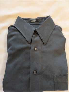 Men's Van Heusen Black Long Sleeve Microfiber Shirt Size 16
